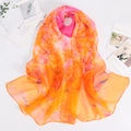 Sciarpa leggera in georgette sfumata rosa e arancione per protezione solare donna - Albero della Vita-Arancione