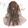 Sciarpa vintage in seta georgette con stampa paisley da donna in marrone e blu petrolio - Paisley Marrone (Colore Consigliato)
