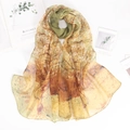Lunga sciarpa in chiffon leggero con stampa astratta gialla e verde per la protezione - Albero della Vita-Verde Erba