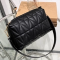 Sac polochon noir matelassé à coutures géométriques et bandoulière chaîne dorée - Noir Matelassé Style 1