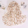 Floral chiffon long scarf for women with elegant small flower prints and breathable fabric - 160*50CM / Floral - Beige