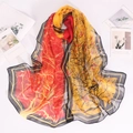 Elegant floral print georgette silk scarf with artistic tree pattern and sun protection - Multicolor Patchwork