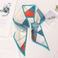 Écharpe étroite en satin géométrique avec motif pied-de-poule pour cheveux et sac - Patchwork géométrique