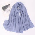 Detail of light blue cotton linen scarf with elegant gold foil leaf pattern texture - Haze Blue (17)