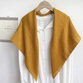 Ginger yellow 90x90cm lightweight chiffon square scarf styled over a white shirt - Ginger Yellow