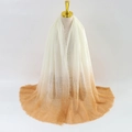 Women's gradient pashmina scarf transitioning from cream to orange with fringe edges - Orange Yellow Ombre (#9)