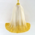 Women's ombre gradient scarf from white to yellow with soft fringed edges on a mannequin - Ginger Yellow Ombre (#6)