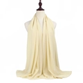 Écharpe longue en mousseline de soie perlée 75D jaune clair avec bordure roulée - Blanc Cassé