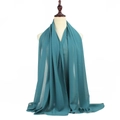 Teal blue 75D pearl chiffon long scarf with a semi-transparent lightweight texture - Teal