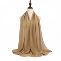 Light brown long pearl chiffon shawl with elegant drape for casual headscarf use - Camel