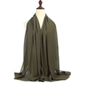 Deep olive green lightweight 75D pearl chiffon scarf on model with elegant drape - Olive Green