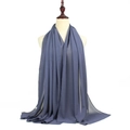 Deep grey blue 75D pearl chiffon long scarf with breathable texture for women - Grey Blue