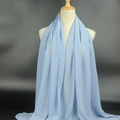 Light blue 75D pearl chiffon long scarf with soft drape and refined stitching - Haze Blue