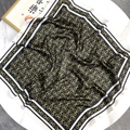 Silk square scarf with vintage golden horsebit print on black and white striped background - Black