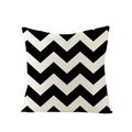 Square polyester pillowcase featuring black and white chevron geometric patterns - Classic Chevron Wave Style (JYM047-12) / 45x45CM (No Core)