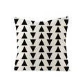 Square pillowcase with black geometric triangle patterns on beige fabric - Minimalist Triangle Geometric Style (JYM047-13) / 45x45CM (No Core)