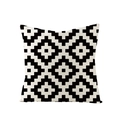 Square black and white geometric polyester pillowcase with African tribal pattern - Cross Rhombus Geometric Style (JYM047-14) / 45x45CM (No Core)
