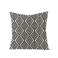 Square black and white geometric diamond pattern cushion cover in cotton linen blend - Dense Concentric Diamond Style (JYM047-15) / 45x45CM (No Core)