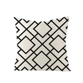 Square beige pillow cover with black geometric diamond pattern in linen texture - Diamond Grid Geometric Style (JYM047-21) / 45x45CM (No Core)