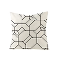 Square black geometric abstract line pattern pillowcase on beige textured fabric - Abstract Crossing Lines Style (JYM047-22) / 45x45CM (No Core)