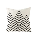 Modern black and white geometric mountain pattern on beige linen blend pillowcase - Peak Geometric Lines Style (JYM047-23) / 45x45CM (No Core)