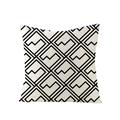 Square polyester pillowcase with black African geometric patterns on off-white fabric - Nordic Modern Geometric Style (JYM047-25) / 45x45CM (No Core)