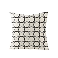 Square polyester pillowcase with black interlocking geometric circles on off-white fabric - Interlocking Rings Geometric Style (JYM047-26) / 45x45CM (No Core)
