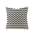 Square pillow cover with classic black and white geometric wave patterns on textured fabric - Continuous Zigzag Style (JYM047-27) / 45x45CM (No Core)