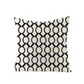 Square pillowcase with black African geometric patterns on off-white woven fabric - Interwoven Ring Diamond Style (JYM047-28) / 45x45CM (No Core)