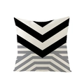 Square polyester pillowcase featuring black and white V-shape geometric African patterns - Black Gray White V-geometric Style (JYM047-35) / 45x45CM (No Core)