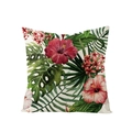 Federa quadrata con fiori di ibisco tropicali e motivo a foglie di monstera - Motivo Fiore di Ibisco Rosso (JYM027-4)
