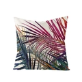 Square pillowcase with watercolor tropical leaves in pink, purple, and blue hues - Watercolor Foliage Pattern (JYM027-7)