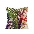 Tropical palm leaf print throw pillow cover with watercolor texture on polyester fabric - Colorful Palm Leaf Pattern (JYM027-9)