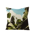 Tropical banana leaf print square pillowcase with blue sky and clouds design - Tropical Banana Leaf Sky Pattern (JYM027-16)