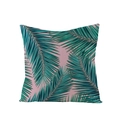 Tropical green palm leaves print pillow cover on soft pink background square cushion - Pink Base Palm Leaf Pattern (JYM027-17)