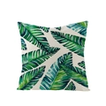 Tropical green palm leaf print square pillow cover in watercolor style for sofa decor - Watercolor Banana Leaf Pattern (JYM027-18)