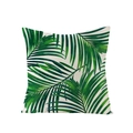 Tropical palm leaf print cushion cover in cream polyester fabric for home sofa - Minimalist Emerald Palm Leaf Pattern (JYM027-21)