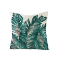 Square pillowcase with green tropical palm leaf print on white polyester fabric - Dark Green Palm Foliage Pattern (JYM027-26)