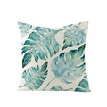 Polyester pillowcase featuring tropical blue and green watercolor leaf prints on cream - Blue Green Watercolor Leaves Pattern (JYM027-27)