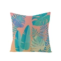 Tropical monstera and palm leaf print pillowcase in teal and soft coral tones - Pink Base Teal Plant Pattern (JYM027-28)