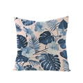 Tropical monstera and hibiscus print pillowcase in navy blue and beige colors - Dark Blue Hibiscus Monstera Pattern (JYM027-29)