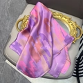 Satin square scarf with pink marble pattern and artistic camouflage print, 70cm size - Rose Purple Marble