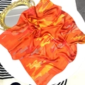 70cm camouflage satin square scarf with abstract orange and yellow brushstroke patterns - Orange Abstract