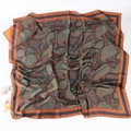 Retro paisley pattern 110cm silk satin square scarf with bright orange and blue accents - 110X110CM / Vintage Paisley Multi