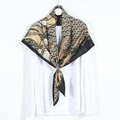 Silk twill square scarf 90x90cm with khaki chain print and letter monogram pattern - 90*90cm / Recommended Color