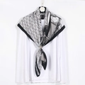 Elegant 90x90cm satin silk scarf with black and white chain print and nautical design - 90*90cm / Black White Grey