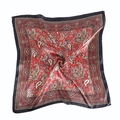 Rotes Satin-Vierecktuch mit Paisley-Muster, Vintage-Stil und schwarzem Rand-Design - Rot Schwarz