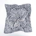 Chic 60cm leopard print satin square scarf with chain pattern for women's hair or bag - Grey Leopard Chain