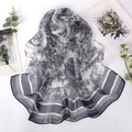 Chiffonschal mit Toile-de-Jouy-Waldmuster in Schwarz-Weiß für Damen und Strand - 160*50CM / Dschungelblau