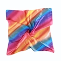 Vibrant rainbow gradient satin square scarf with a silky finish for dance performances - 60*60cm / Red-Yellow Gradient